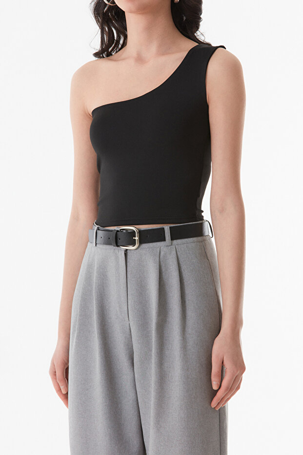 Basic Tek Kol Crop Bluz - 8