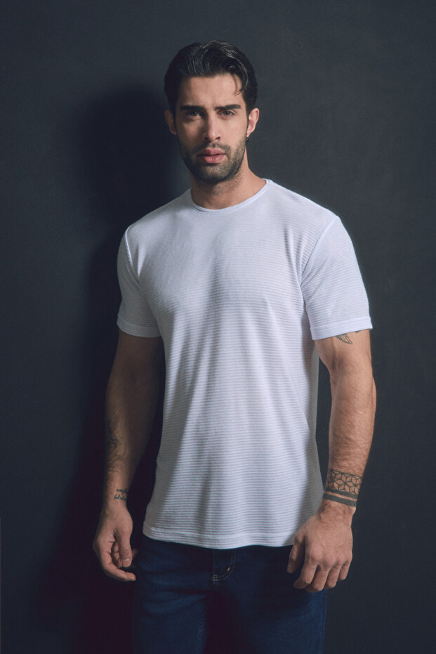 Basic Bisiklet Yaka Tişört - 1