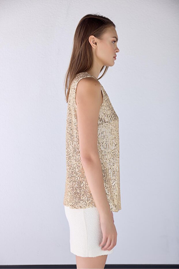 Payetli Gold Bluz - 3