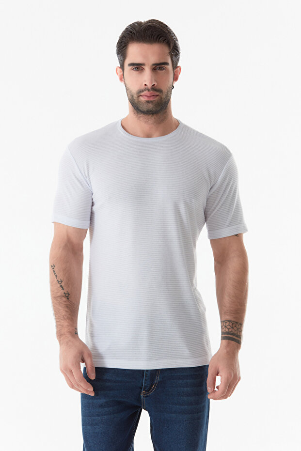 Basic Bisiklet Yaka Tişört - 5