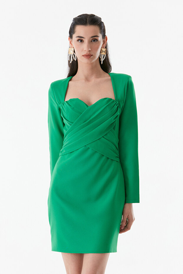 Basic Kalp Yaka Elbise - 2