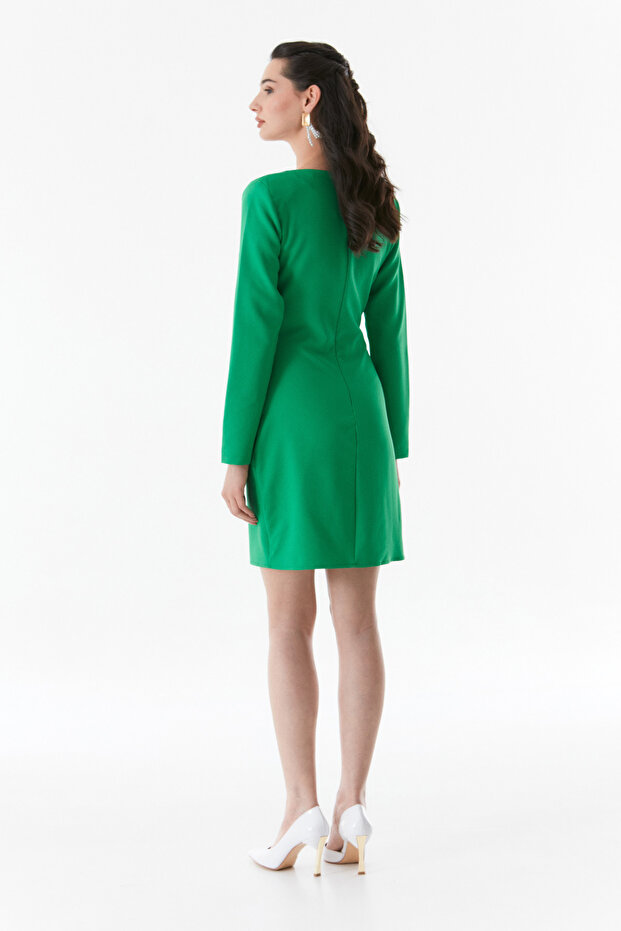 Basic Kalp Yaka Elbise - 3