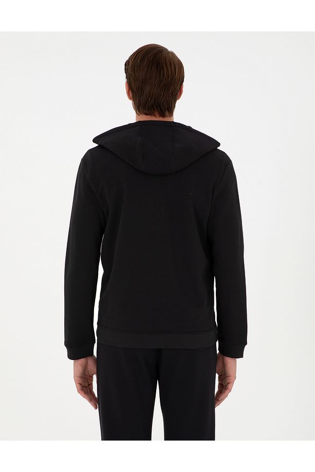 Siyah Regular Fit Fermuarlı Eşofman Üstü 50298986-VR046 - 5