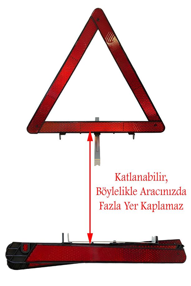 Yol Kaza Arıza İkaz Reflektörü Katlanır Fosforlu Üçgen Reflektör Lastik Değiştirme Gece Parlayan - 2