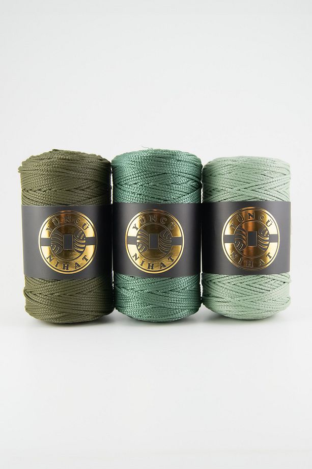 200 gr - 200 Mt - 2.5 Mm Yeşil (403) Polyester Makrome Ipi Çanta Ipi Supla Ipi Örgü Ipi - 3