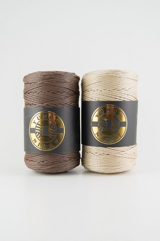 200 gr - 200 Mt - 2.5 Mm Polyester Makrome Ipi Kahverengi (200) Çanta Ipi Supla Ipi Örgü Ipi - 3