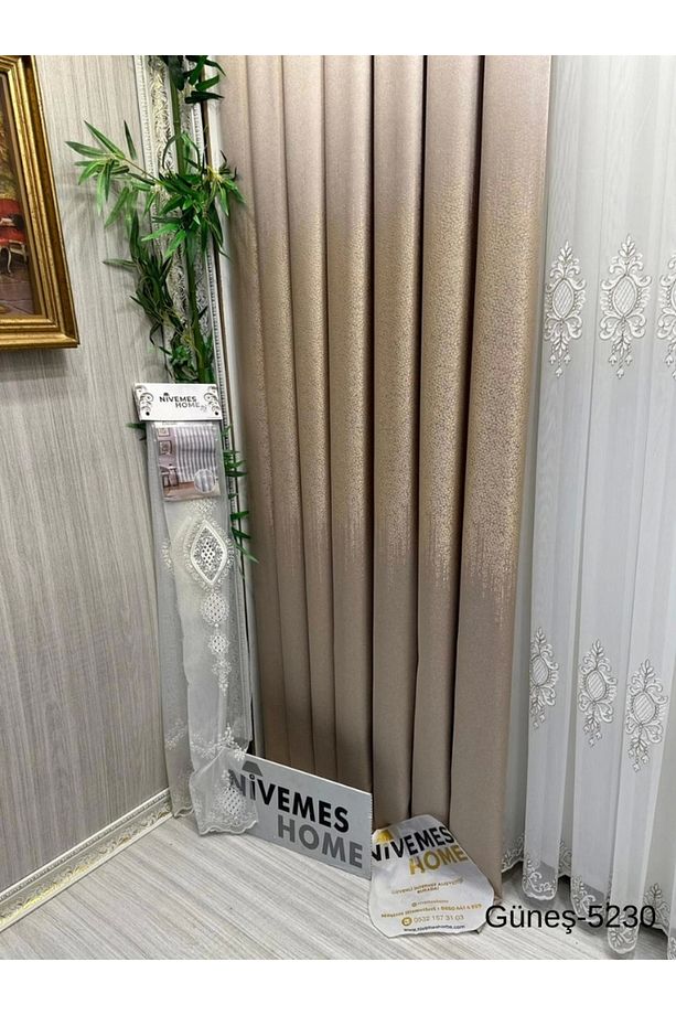 Nivemeshome Güneş Ft632121 Vizon V-5230 1/3 Sık Pileli Fon Perde Apm - 6