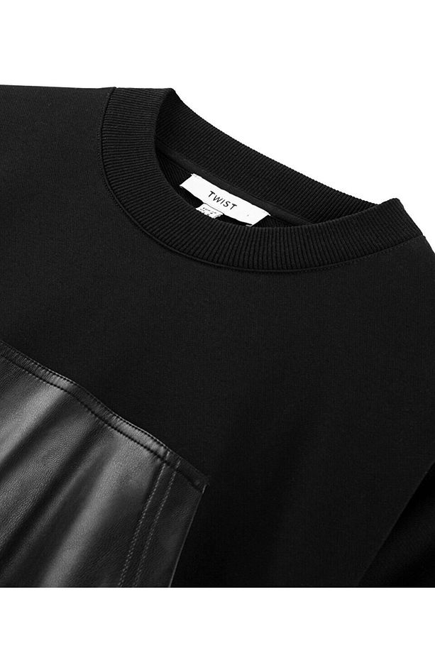 SUNİ DERİ MIX SWEATSHIRT - 3