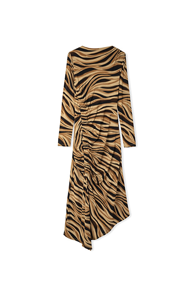 Desenli ve drapeli elbise - 3