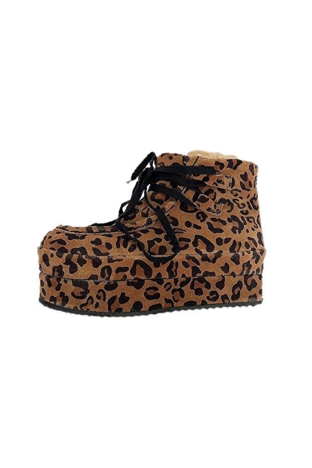 Leopar Süet Platform Kürklü Bot - 1