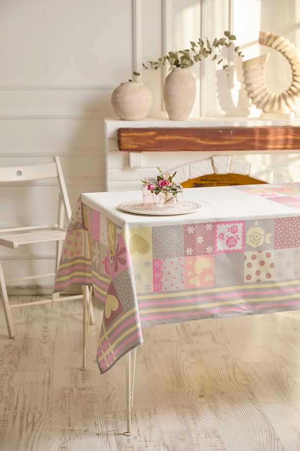 Ays Home Soft Renkli Çiçekli Kare Masa Örtüsü - 2