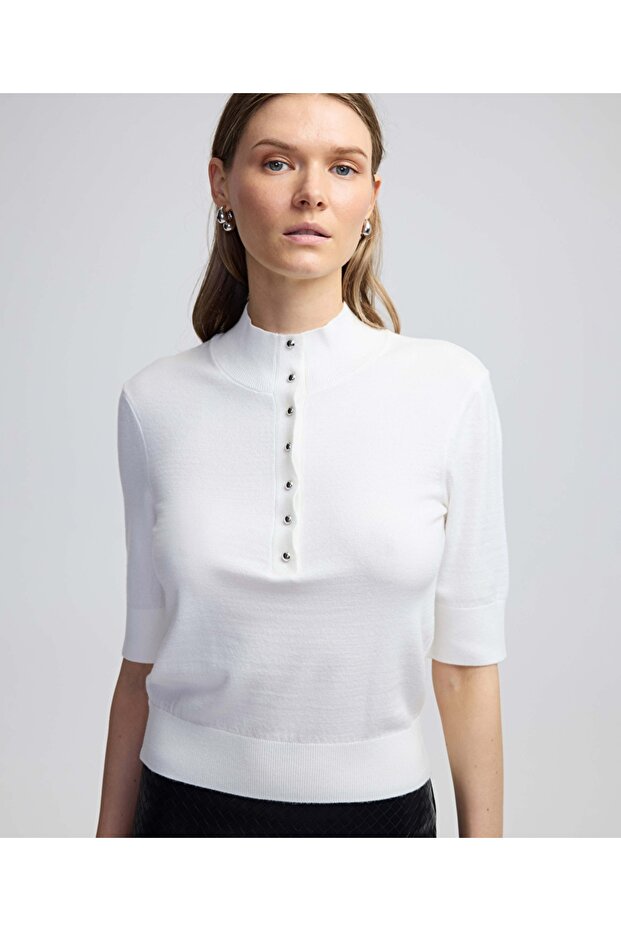 Metal düğmeli triko - 1