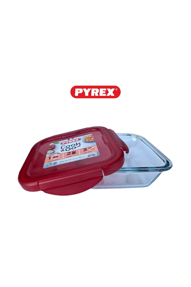 Cook&Go 0.8L Square Storage Dish with Airtight Lid - Versatile Freezer-to-Oven Solution - RED - 3