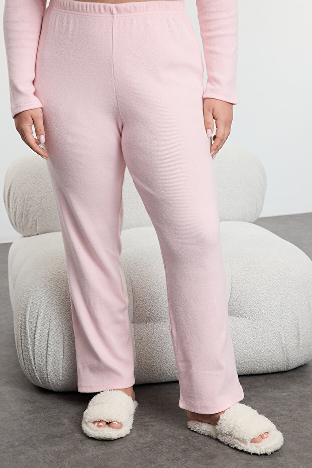 Pembe Fırçalı Soft Fitilli Hırkalı Örme Pijama Takımı TBBAW25AI00089 - 5