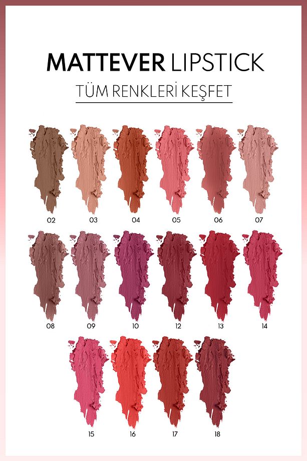 Mattever Lipstick Yarı Mat Saten Bitişli Ruj 13 Strawberry Envie - Pembe - 3