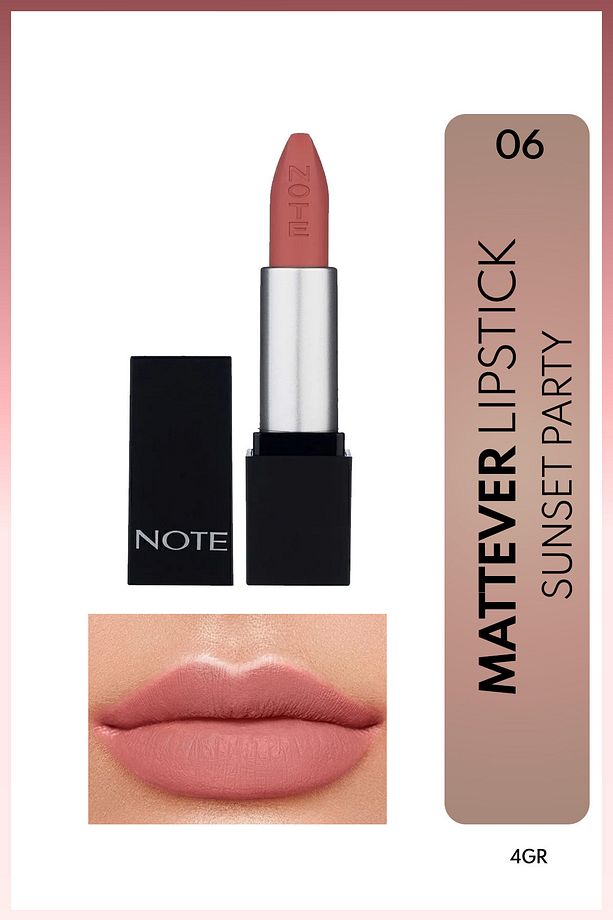 Mattever Lipstick Yarı Mat Saten Bitişli Ruj 06 Sunset Party - Pembe - 1