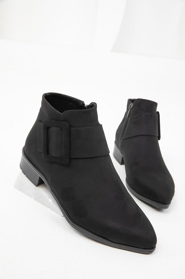 Kadın Siyah Süet Bot & Bootie 16537 - 4
