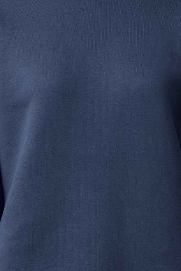 İndigo Düz Oversize/Rahat Kesim Basic Bisiklet Yaka Kalın/İçi polarlı Örme Sweatshirt TWOAW24SW00102 - 3
