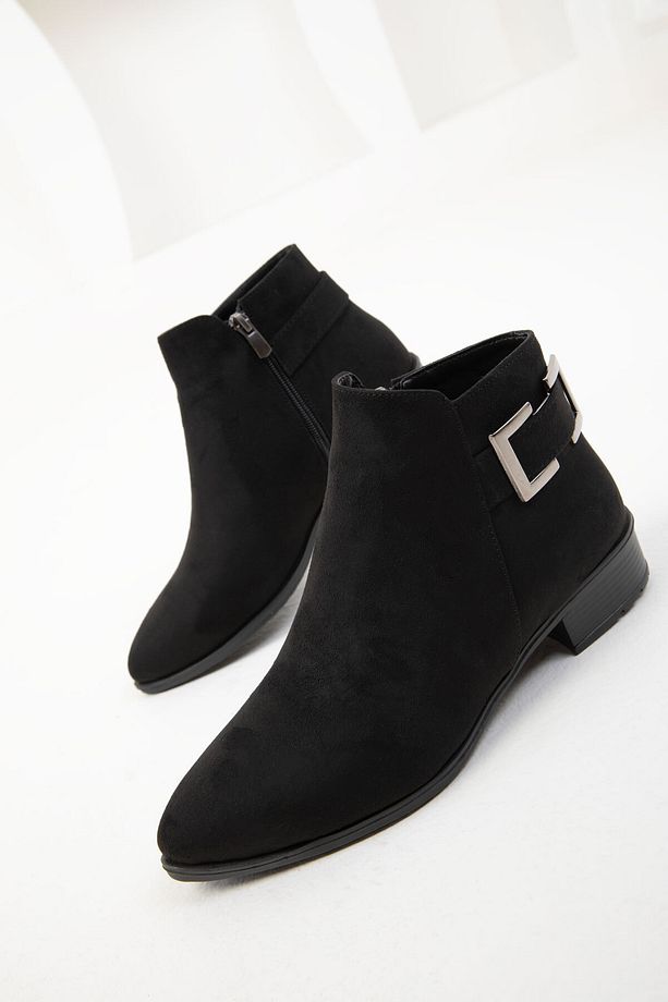 Siyah Süet Kadın Bot & Bootie 19907 - 3