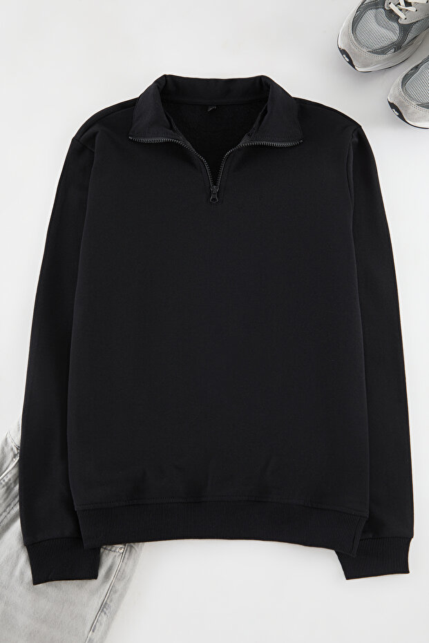 Siyah-Kar Melanj 2'li Paket Regular/Normal Kesim İçi Polar/Sıcak Tutan Sweatshirt TMNAW25SW00205 - 2