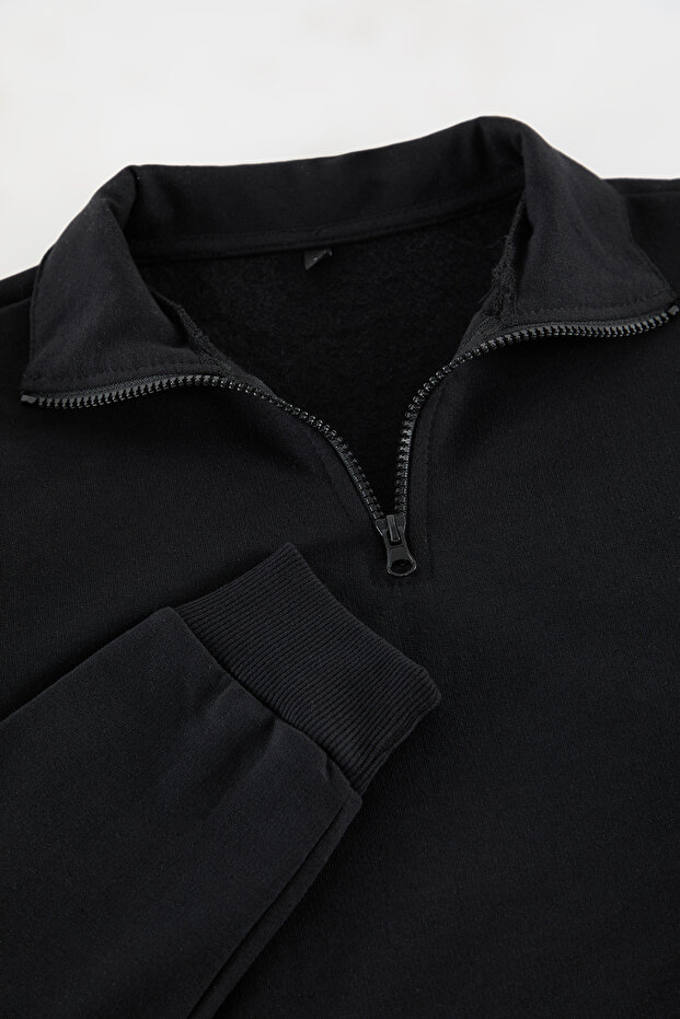 Siyah-Kar Melanj 2'li Paket Regular/Normal Kesim İçi Polar/Sıcak Tutan Sweatshirt TMNAW25SW00205 - 4