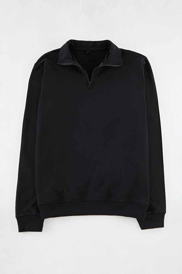 Siyah-Kar Melanj 2'li Paket Regular/Normal Kesim İçi Polar/Sıcak Tutan Sweatshirt TMNAW25SW00205 - 3