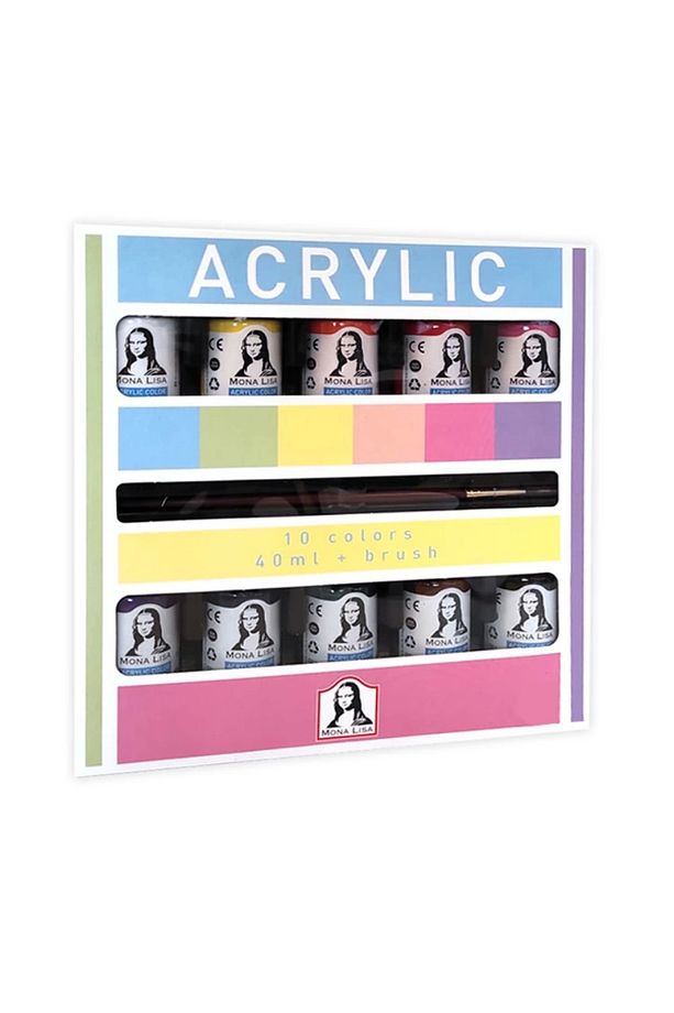 Ml122 Mona Lısa Akrilik Boya 10 Renk X 40 ml Fırça Set - 1
