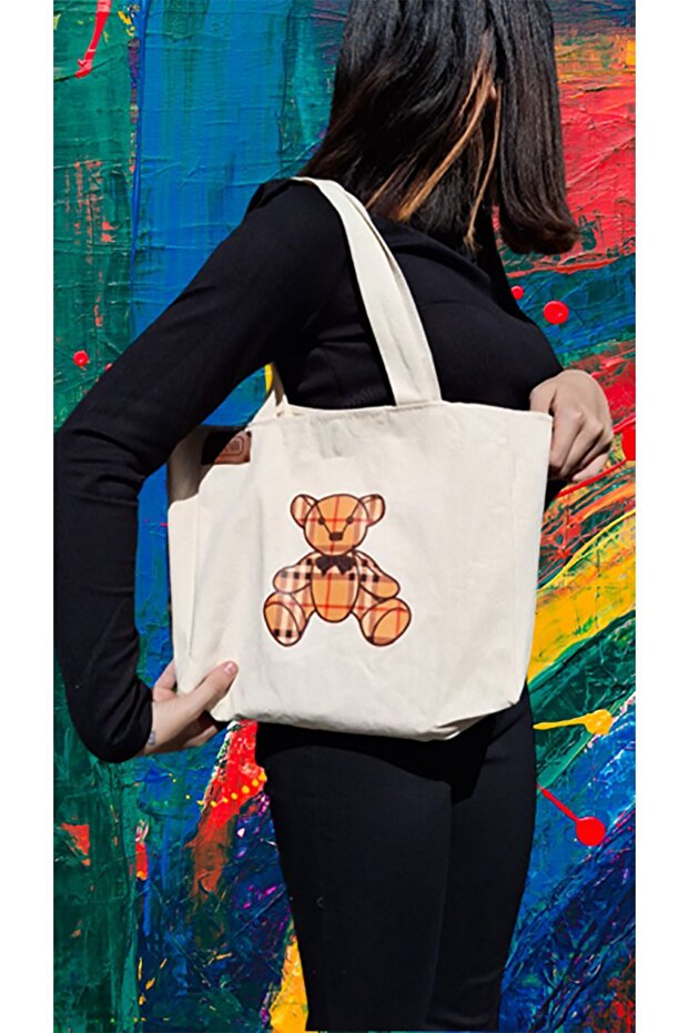 Canvas Bag with Lining and Pockets - Printed and Gusseted - 4