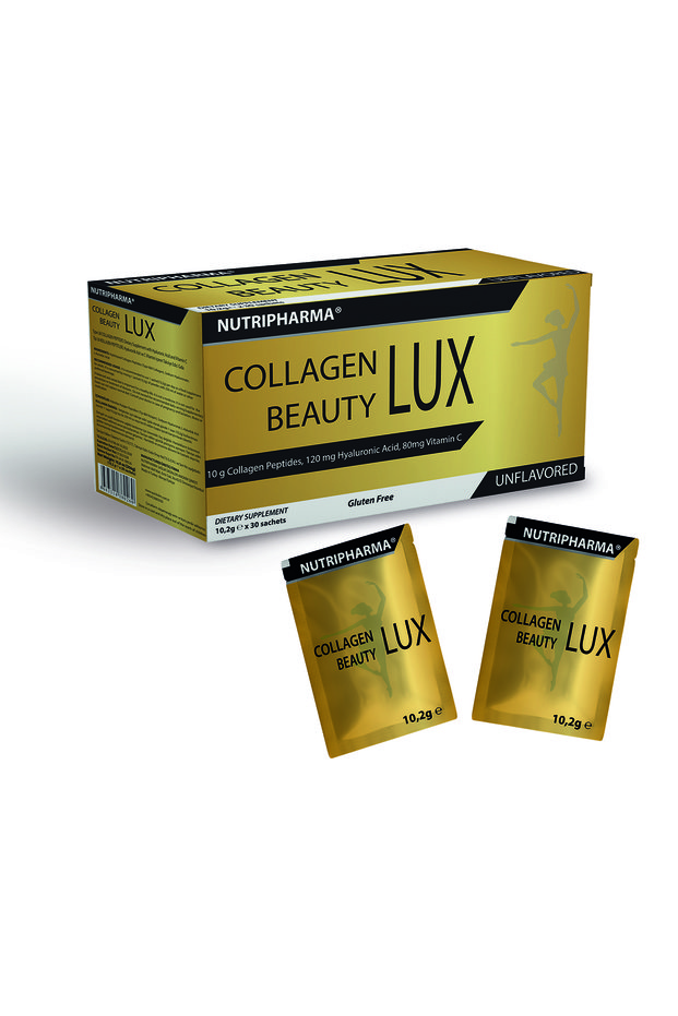 COLLAGEN BEAUTY LUX,10,000mg Bioactive Collagen Peptides,120mg Hyaluronic Acid,80mg VitaminC,30 sachet