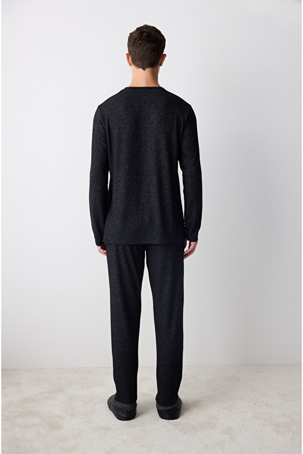 Basic Siyah Pantolon Pijama Takımı - 5