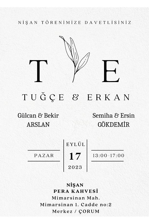 Davetiye, Düğün Davetiyesi, Nikah Davetiyesi, Nişan Davetiyesi (50 ADET) - 1