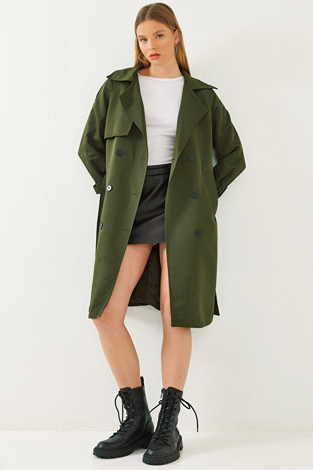 Damen-Trenchcoat mit Aller-Detail vorne, zweireihig, 8118 60451015 - 1