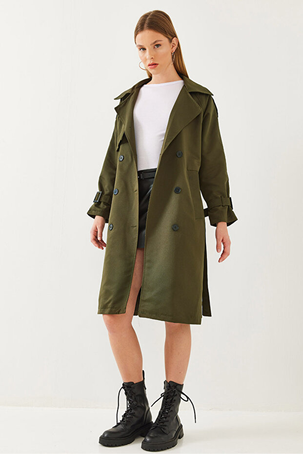 Damen-Trenchcoat mit Aller-Detail vorne, zweireihig, 8118 60451015 - 7