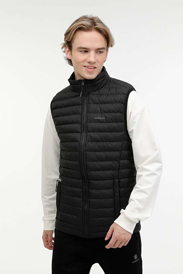 Men's Stand Collar Full Zipper Vest MLBRTVEST Black