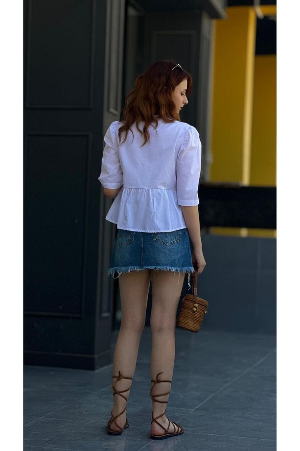 Tasarım Denim Şort Etek - 5