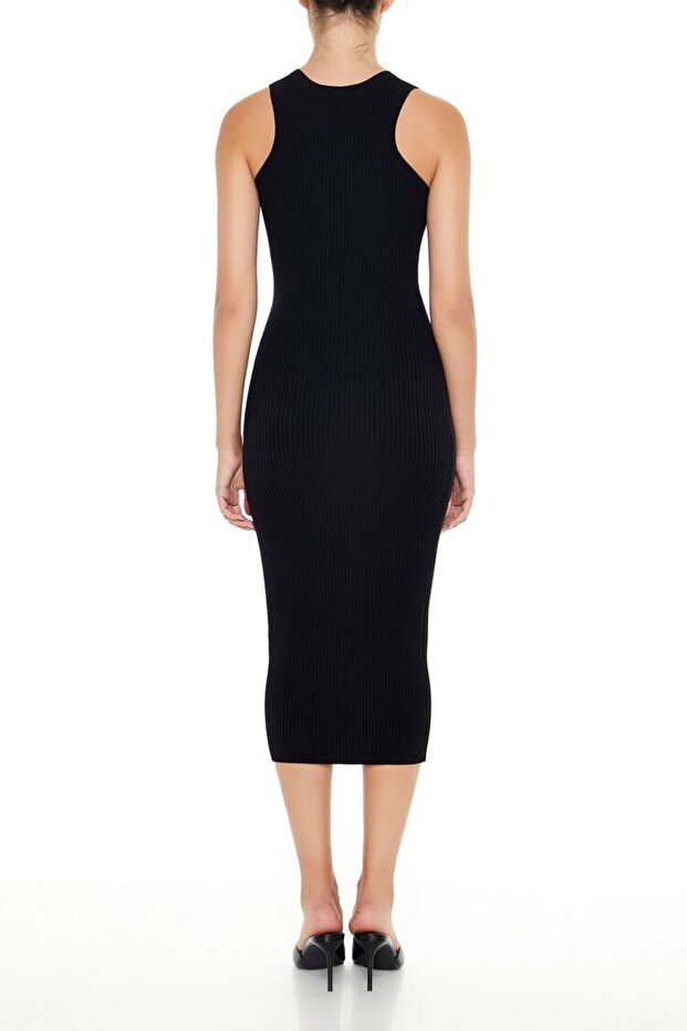 Triko Halter Yaka Midi Elbise - 5