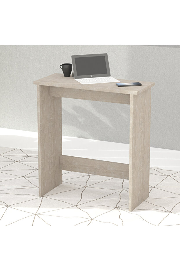 Study Desk with Foot Rest Support, Modern Executive Desks Ideal for Office White Concrete