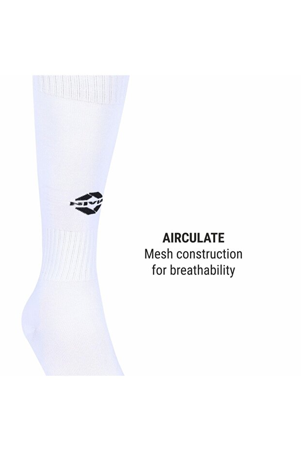 جوارب كرة قدم سادة، بيضاء، متوسطة الحجم، بطول الركبة، مناسبة للرياضة (رجال ونساء) - 3