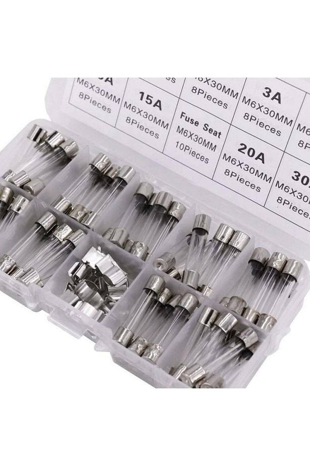 Cam Sigorta Seti 6x30 mm 72 Adet 9 Çeşit 250v Şeffaf Çantada - 3
