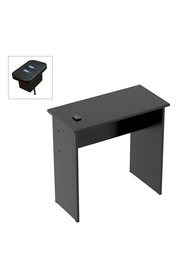 Modern MP1 Study Table, Executive Desk 80x40 with Black BS02 Desktop Socket