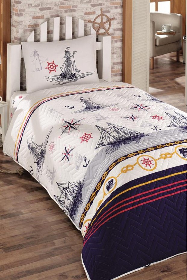Sailing Youth and Children's Four Seasons Duvet Cover Set Navy Blue