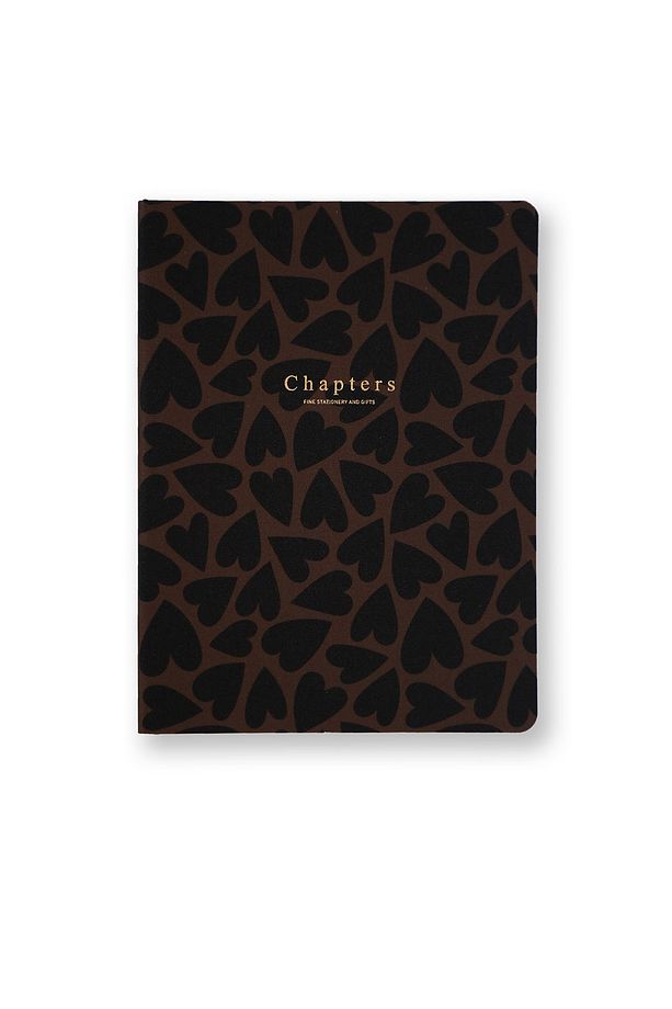 Canvas Notebook, Black & Brown Hearts - 1