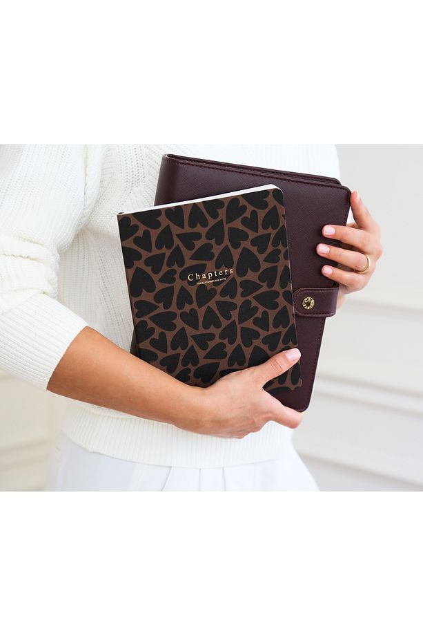 Canvas Notebook, Black & Brown Hearts - 3