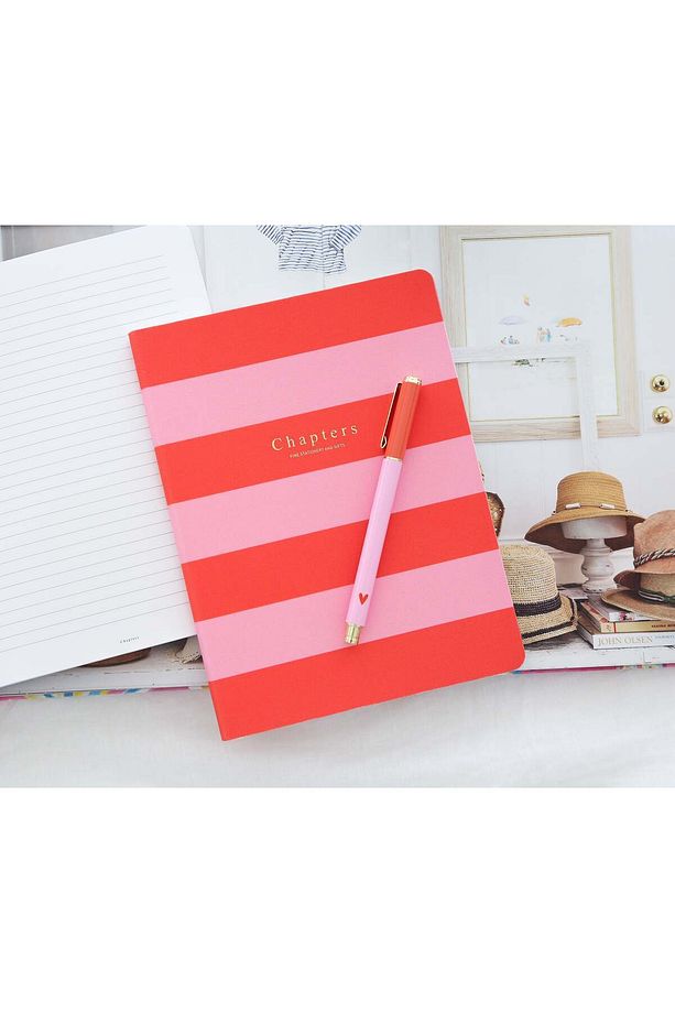 Canvas Notebook, Pink & Orange Stripes - 2