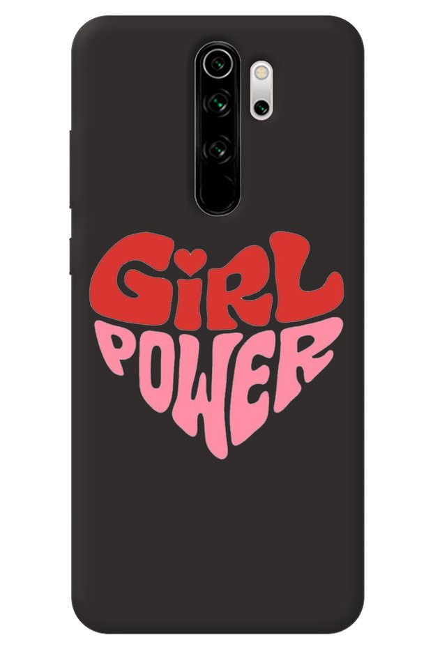 Xiaomi Redmi Note 8 Pro Black Inside Velvet Heart Girl Power Patterned Silicone Phone Case