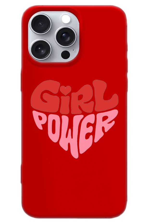 iPhone 16 Pro Red Inside Velvet Heart Girl Power Patterned Silicone Phone Case