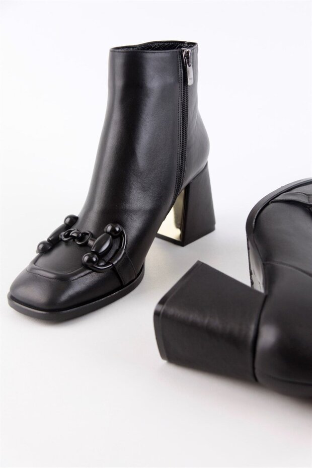 Lorena Siyah Hakiki Deri Topuklu Bot - 6