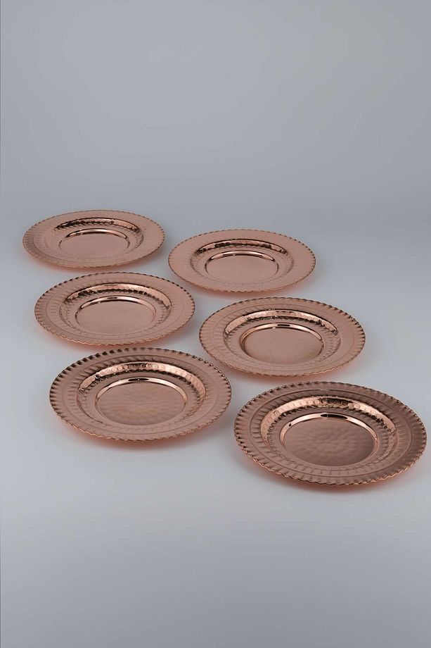 BAKIR ALTLIK TABAK 19 CM 6 ADET - 3