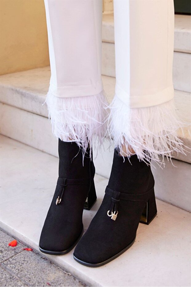 Debora Siyah Süet Kadın Topuklu Bot - 1