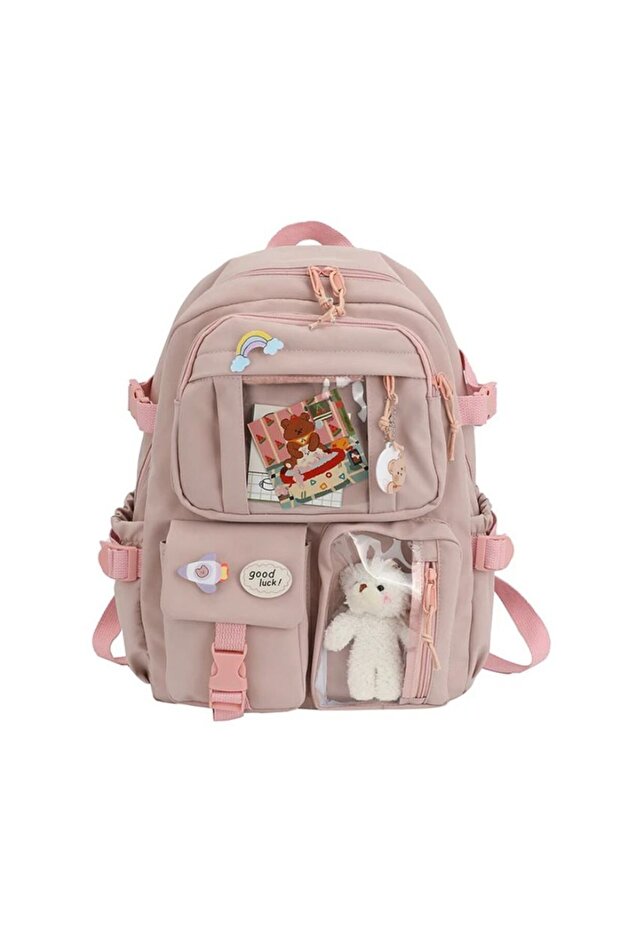 Korean Style School Bag Backpack with Teddy Bear